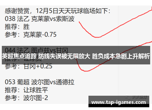 英超焦点追踪 防线失误被无限放大 胜负成本急剧上升解析 英超焦点追踪 防线失误被无限放大 胜负成本急剧上升解析